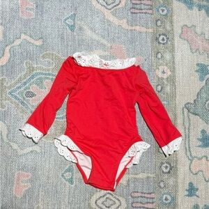 Red Lace Trim Kids One Piece
